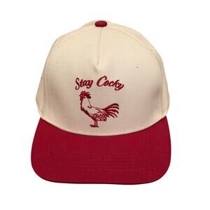 Stay Cocky Follow Your Legend Hat Beige Red SnapBack